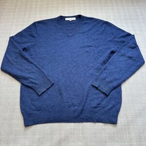 Neiman Marcus Cashmere Sweater Mens XL Blue Long Sleeve V Neck Pullover